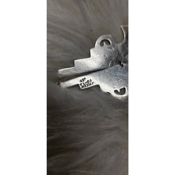 Mexico 925 large Silver Revolver Earrings with Shepherd Hook back 2" X 1" - Picture 6 of 6